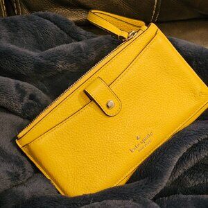 Kate Spade Yellow Accordion Wallet – Multi-Card Organizer – Gold Hardware